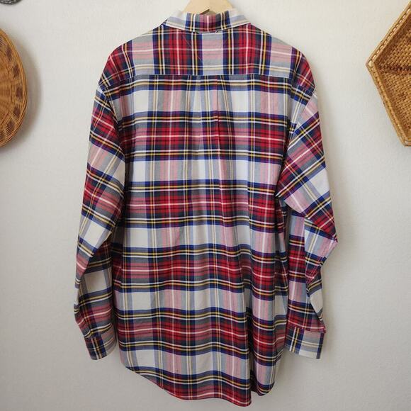 y2k Tommy Hilfiger cotton‎ red plaid mens button up long sleeve shirt L - Picture 6 of 7